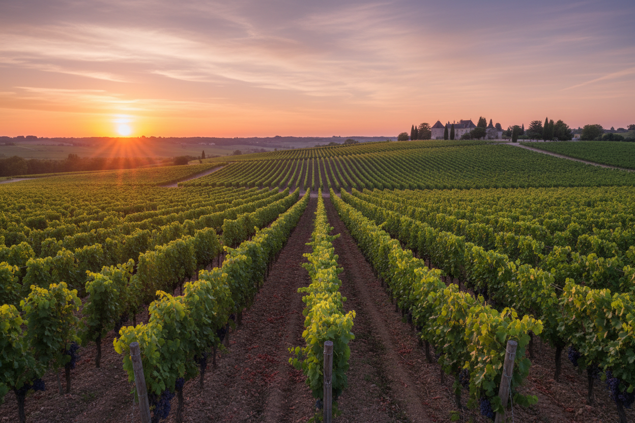 une image de vigne au couché du soleil